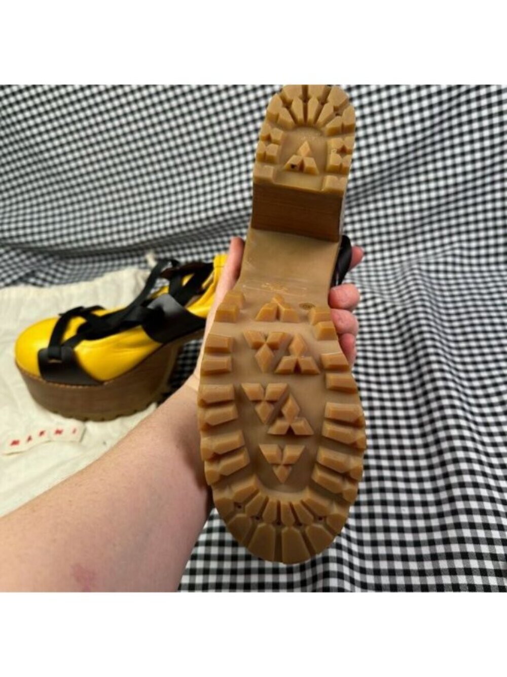 Marni Chunky Lace Up Ballet Platform Heels Yellow Black EU 40 / US Womens 9.5 10 - Picture 8 of 8